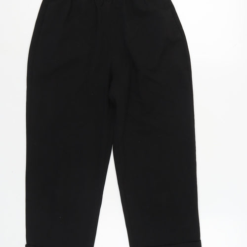 ZARA Women's Black XS Trousers Elastic Waist Cuffed