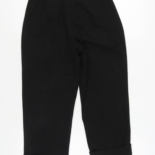 ZARA Women's Black XS Trousers Elastic Waist Cuffed