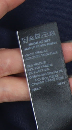 Marks and Spencer Women's Blue A-Line Skirt, Size 14