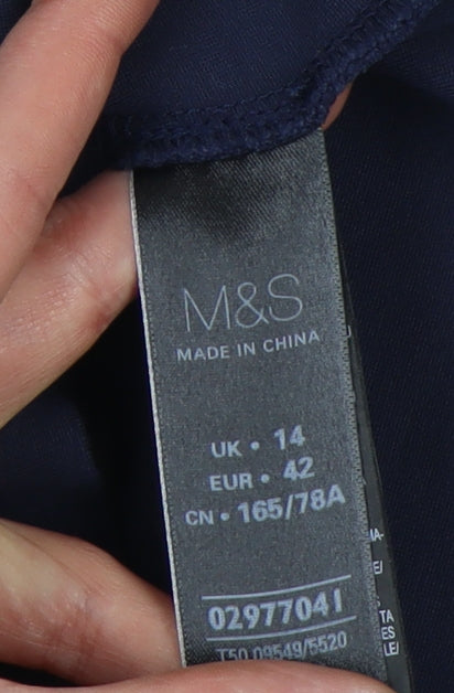 Marks and Spencer Women's Blue A-Line Skirt, Size 14