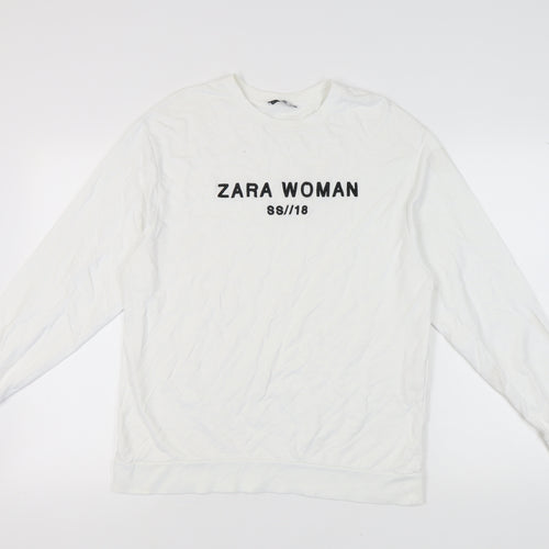 Zara Women's White Sweatshirt - Size 12