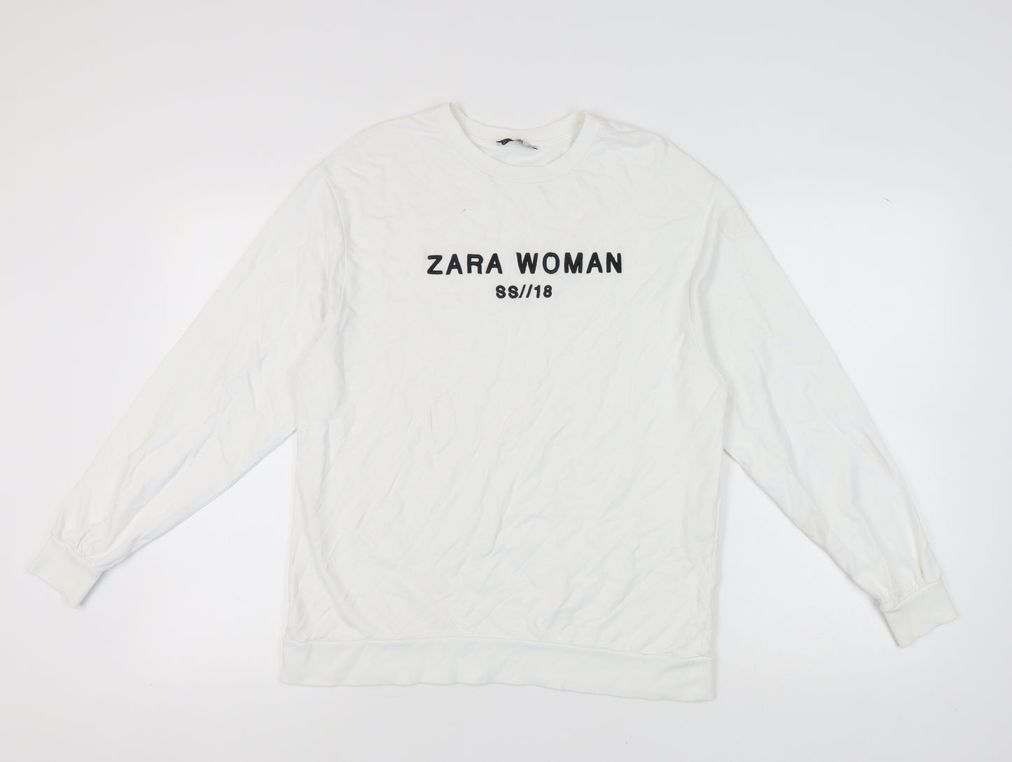 Zara Women's White Sweatshirt - Size 12