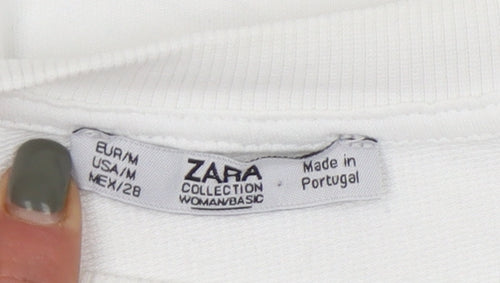 Zara Women's White Sweatshirt - Size 12