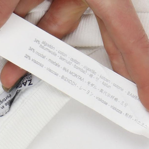 Zara Women's White Sweatshirt - Size 12