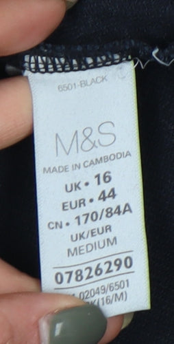 Marks and Spencer Women's Black Straight Trousers Size 16