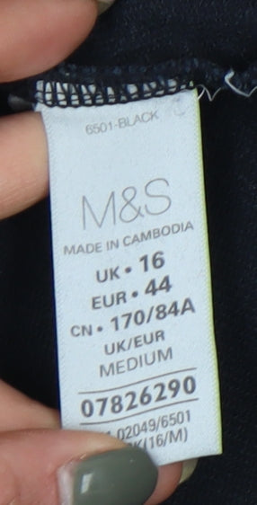 Marks and Spencer Women's Black Straight Trousers Size 16