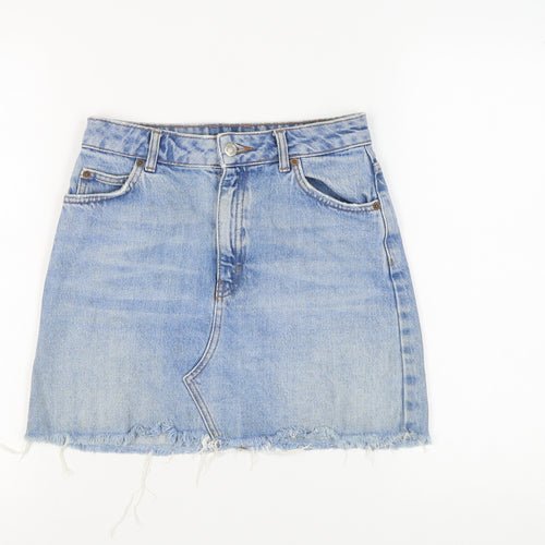 Topshop Women's Blue Denim Mini Skirt, Size 8