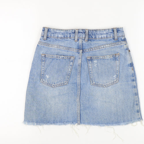 Topshop Women's Blue Denim Mini Skirt, Size 8