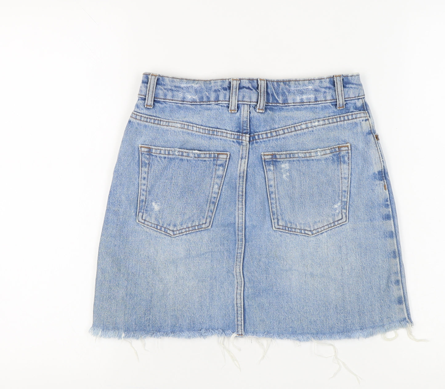 Topshop Women's Blue Denim Mini Skirt, Size 8