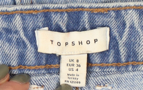 Topshop Women's Blue Denim Mini Skirt, Size 8