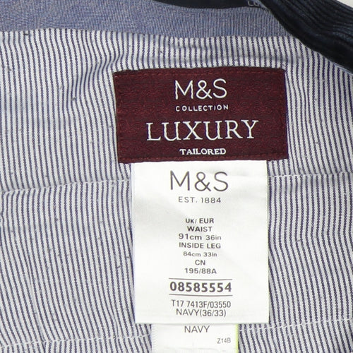 Marks and Spencer Men's Navy Corduroy Trousers, 36W