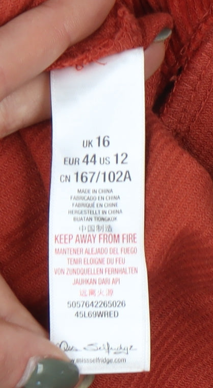 Miss Selfridge Women's Red Corduroy Skirt Size 16