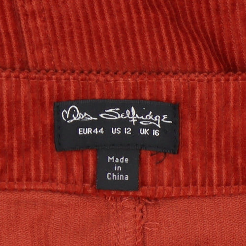 Miss Selfridge Women's Red Corduroy Skirt Size 16