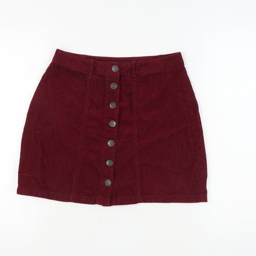 Stradivarius Women's Red Mini Corduroy Skirt, Size 10