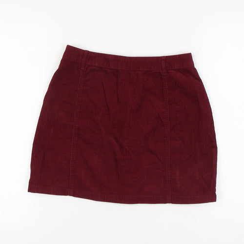 Stradivarius Women's Red Mini Corduroy Skirt, Size 10