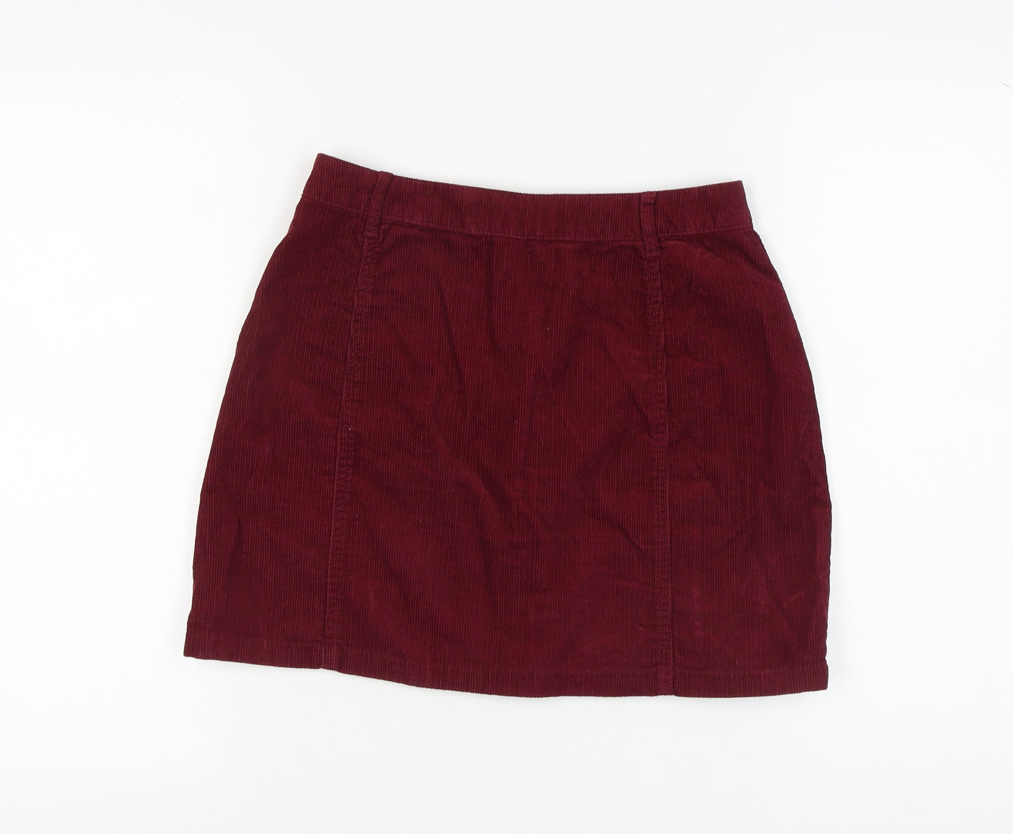 Stradivarius Women's Red Mini Corduroy Skirt, Size 10