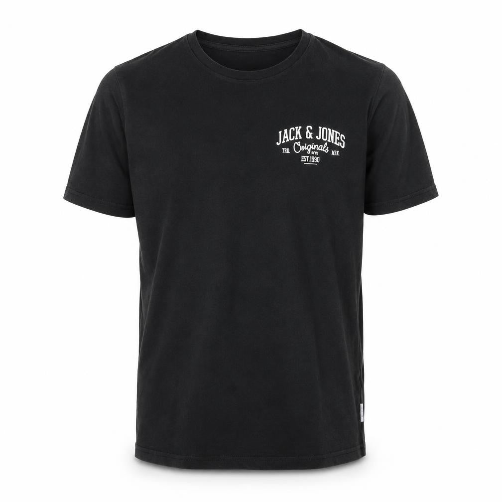 Jack & Jones Men's Black Cotton T-Shirt, Size L, Short Sleeve