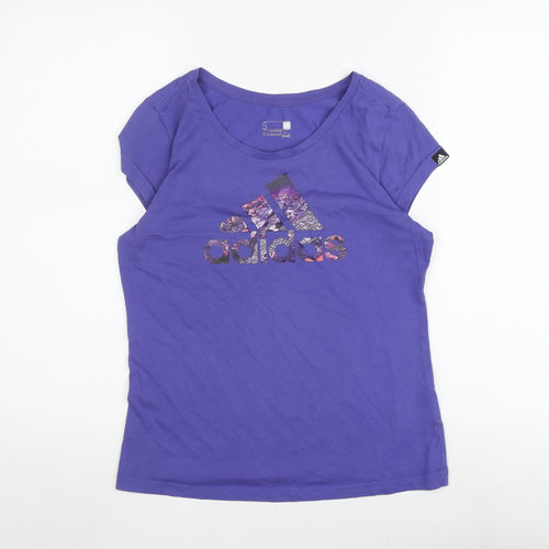 Adidas Women's Purple T-Shirt Size 10 Regular Crew Neck