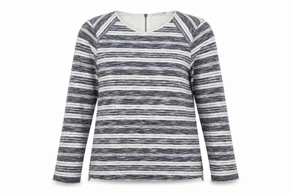 Front view of Hobbs Women's Striped T-Shirt, Black/White, size S