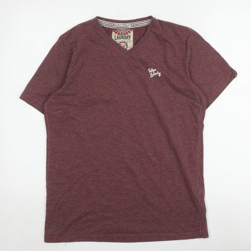 Tokyo Laundry Men’s Burgundy V-Neck T-Shirt M