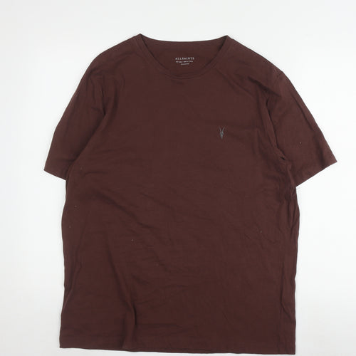 AllSaints Men's Brown 2XL T-Shirt, Cotton, Regular Fit