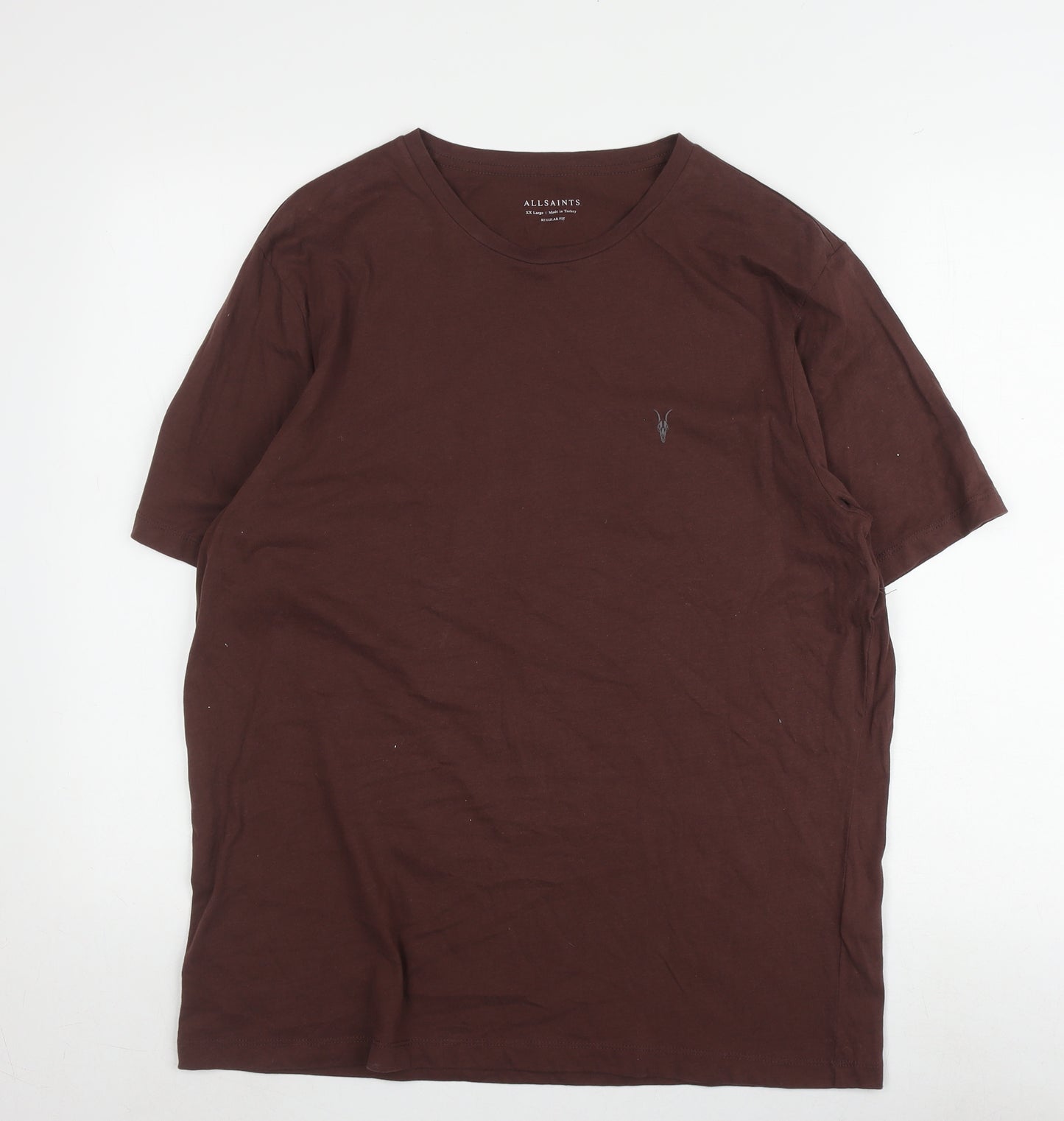 AllSaints Men's Brown 2XL T-Shirt, Cotton, Regular Fit