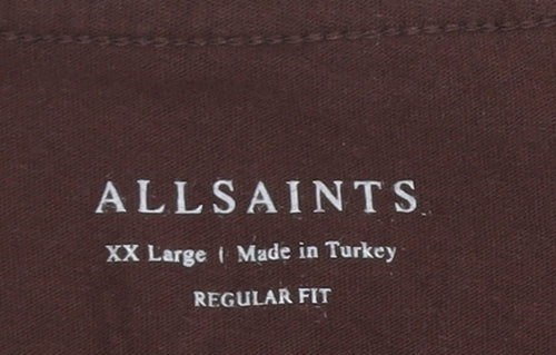 AllSaints Men's Brown 2XL T-Shirt, Cotton, Regular Fit
