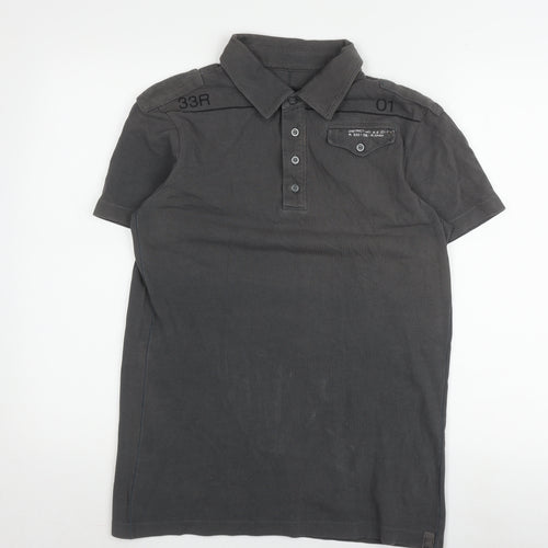 G-Star Men's Black Polo Shirt, Size S, Solid Short Sleeve