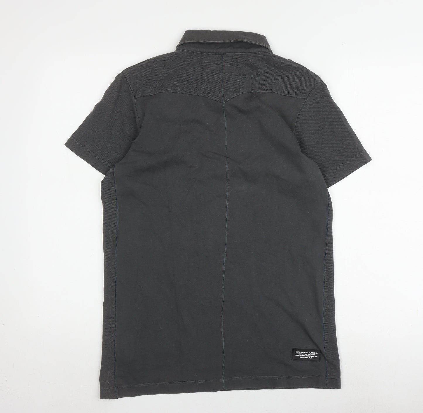G-Star Men's Black Polo Shirt, Size S, Solid Short Sleeve