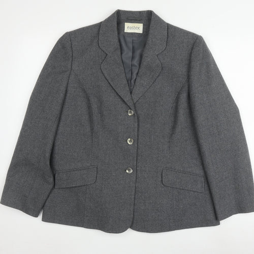 Eastex Women's Grey Wool Blend Blazer, Size 14