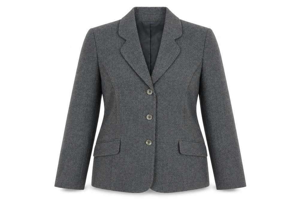 Front view of Eastex Women's Grey Wool Blend Blazer, size 14