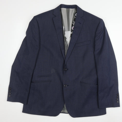 Ben Sherman Men's Blue Double Vented Wool Blend Suit Jacket Size 40 Regular
