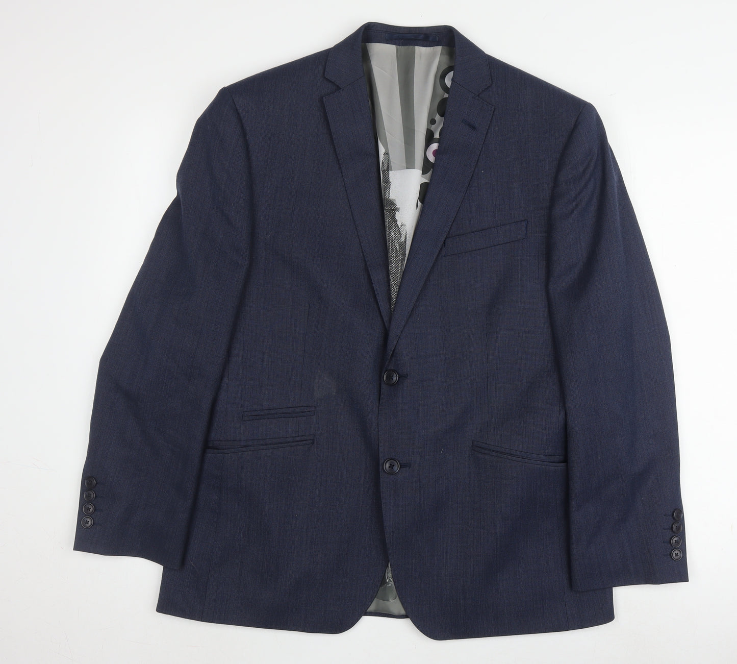 Ben Sherman Men's Blue Double Vented Wool Blend Suit Jacket Size 40 Regular