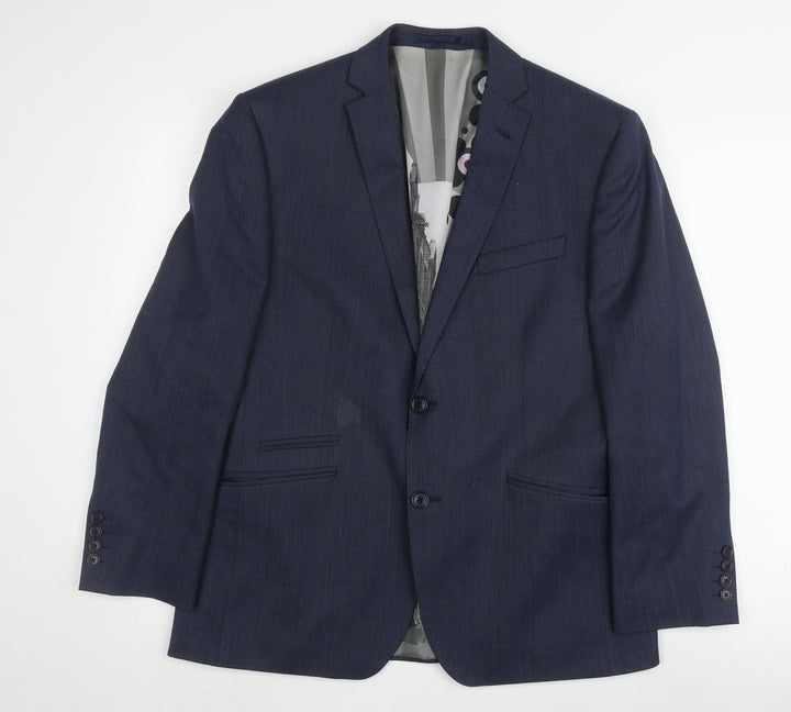 Ben Sherman Men's Blue Double Vented Wool Blend Suit Jacket Size 40 Regular