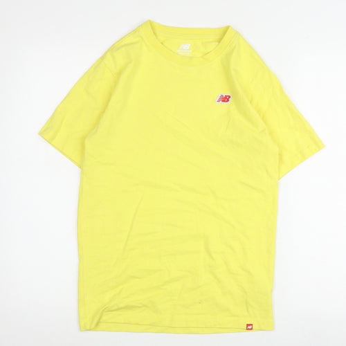 New Balance Men's Yellow Crew Neck Logo T-Shirt S