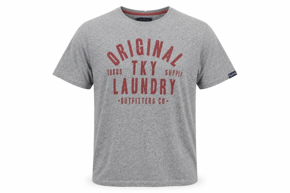 Front view of Tokyo Laundry Men's Grey T-Shirt, size L