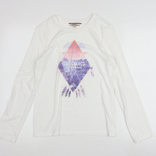 Soulcal & Co Boys White Long Sleeve Graphic Print T-Shirt 13 Years