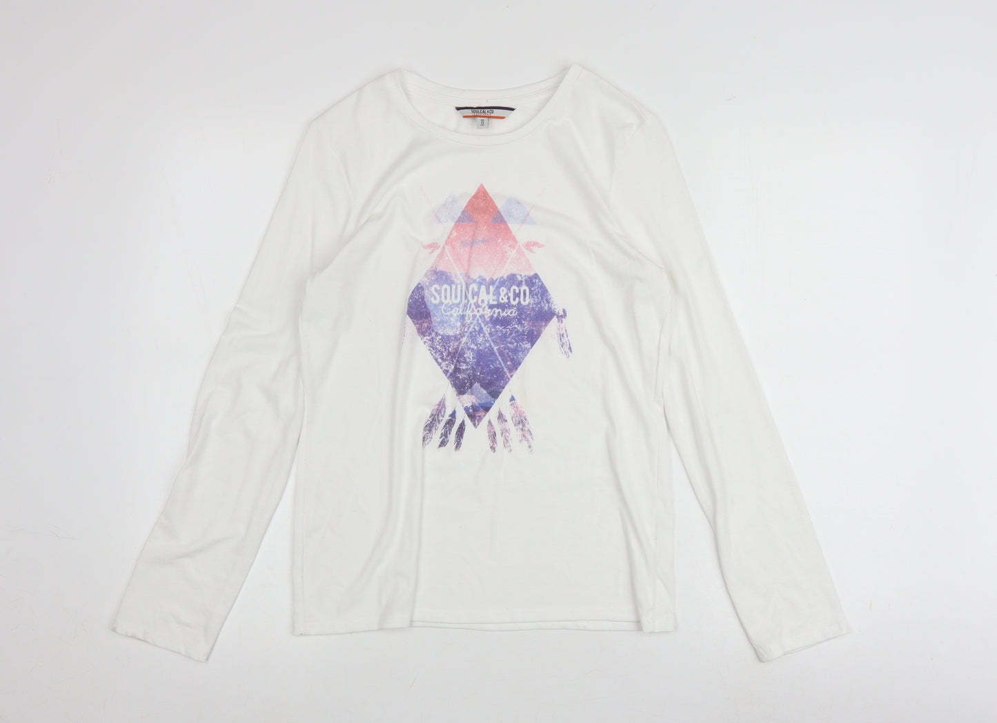 Soulcal & Co Boys White Long Sleeve Graphic Print T-Shirt 13 Years