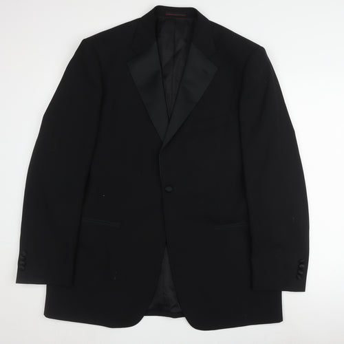 1860 Menswear Black Wool Tuxedo Blazer, Men's 42 R