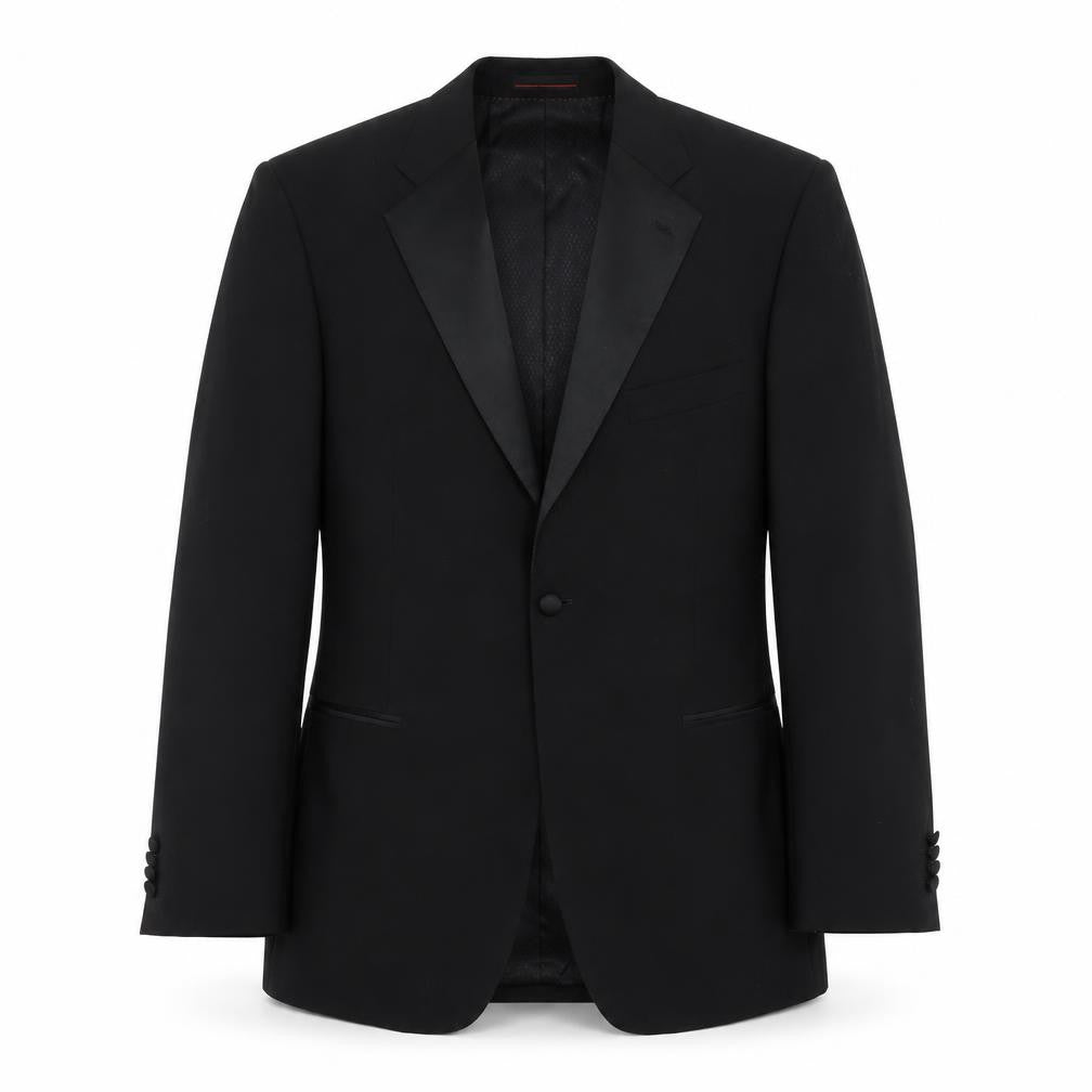 1860 Menswear Black Wool Tuxedo Blazer, Men's 42 R