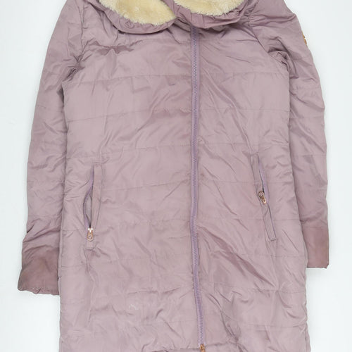 Gelert Women's Purple Puffer Jacket, Size 14, Hooded, Long Length