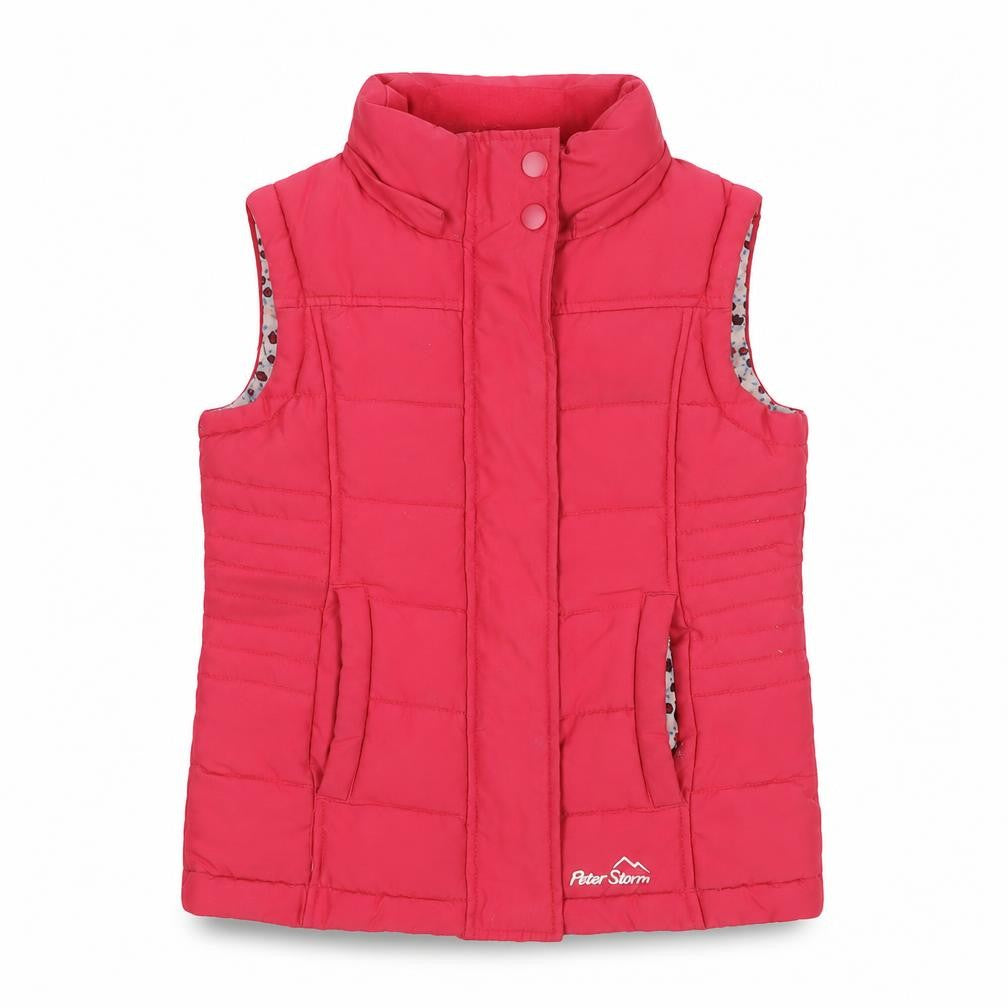 Front view of Peter Storm girls’ red sleeveless jacket 7-8 years