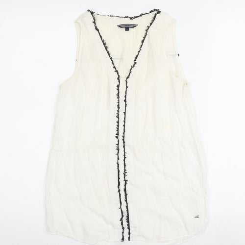 Tommy Hilfiger Women's White Silk Blouse - Size 2