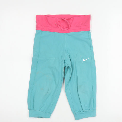 Nike Women's XS Blue Jogger Trousers, Pink Elastic Waist
