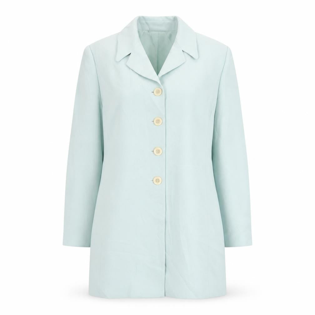 Front view of Viyella Women's Green Long Crepe Blazer - UK 8