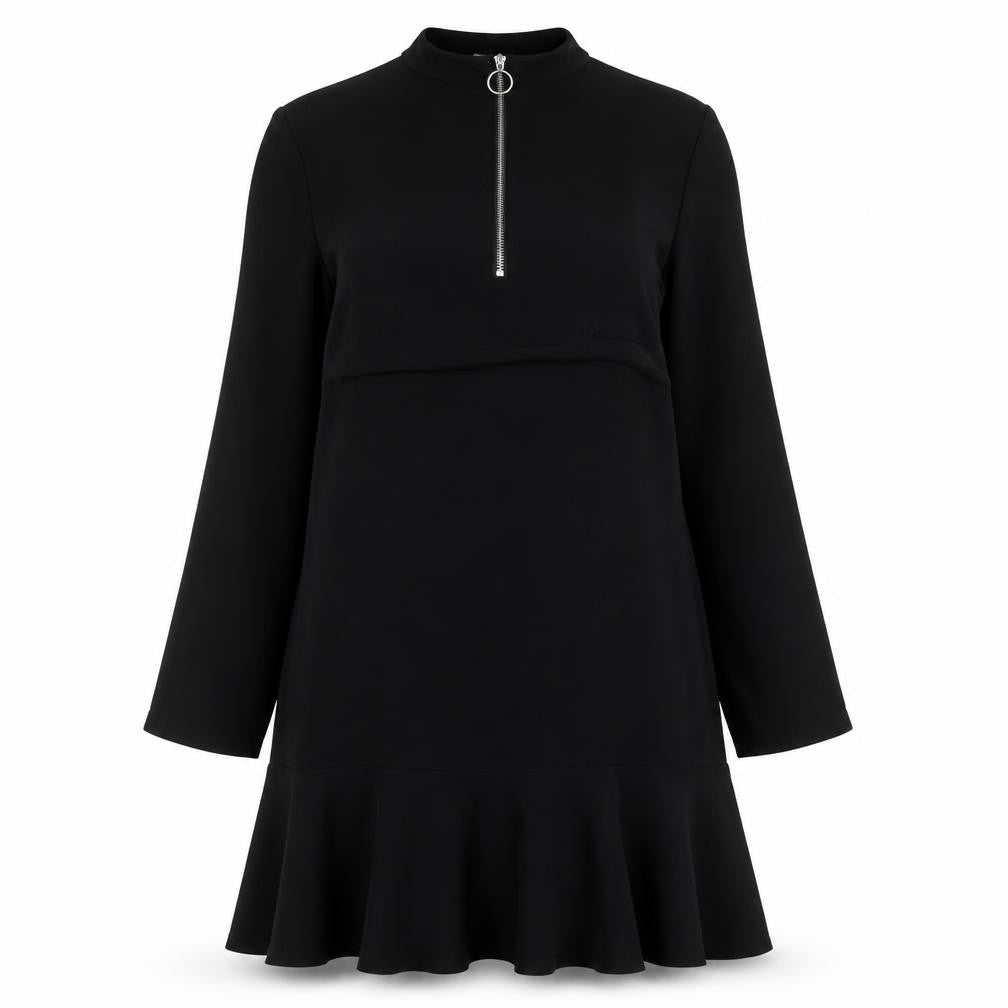 Front view of JACQUELINE de YONG Black A-Line Dress, size 10