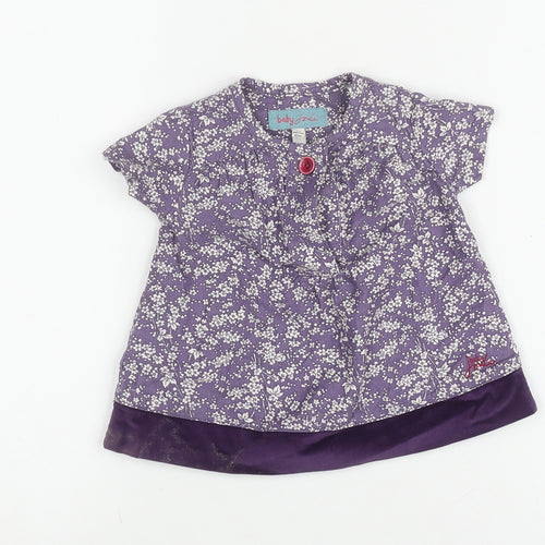 Joules Girls Purple Floral Blouse 0-3 Months