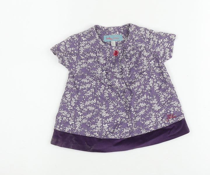 Joules Girls Purple Floral Blouse 0-3 Months