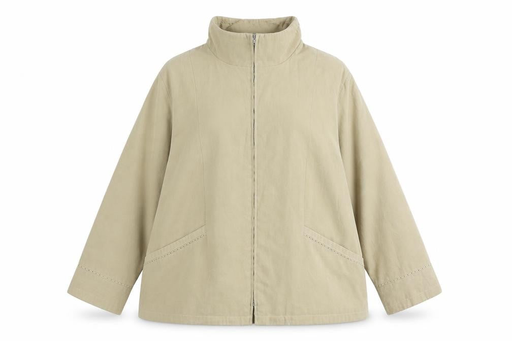 Front view of Nuage Women's Beige Mid-Length Jacket, size 22