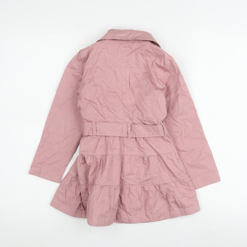 Next Girls Pink Belted Coat 5-6 Years, Casual Spring Outerwear